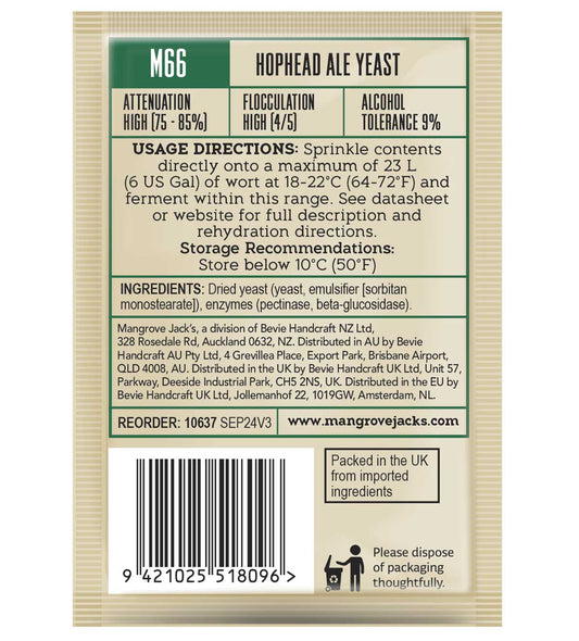 Mangrove Jacks Craft Series Hophead Ale Yeast M66 – supplier photo