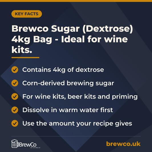 Brewco Sugar (Dextrose) 4kg Bag - Ideal for wine kits. – key facts