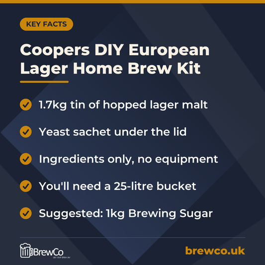 Coopers DIY European Lager Home Brew Kit – key facts