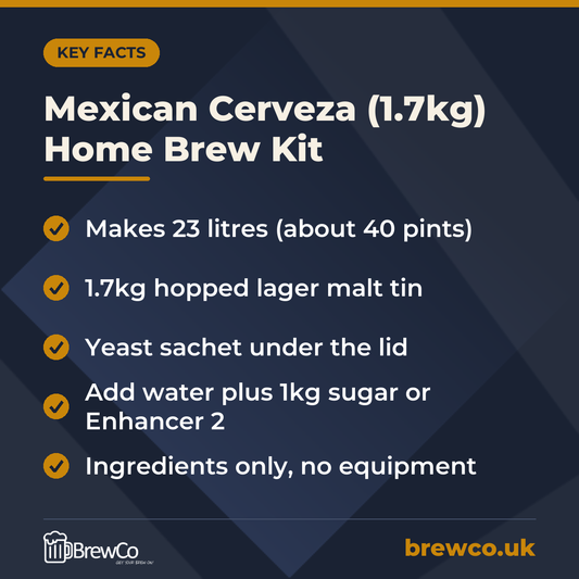Mexican Cerveza (1.7kg) Home Brew Kit – key facts