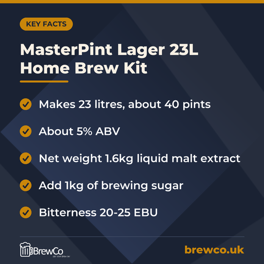 MasterPint Lager 23L Home Brew Kit – key facts