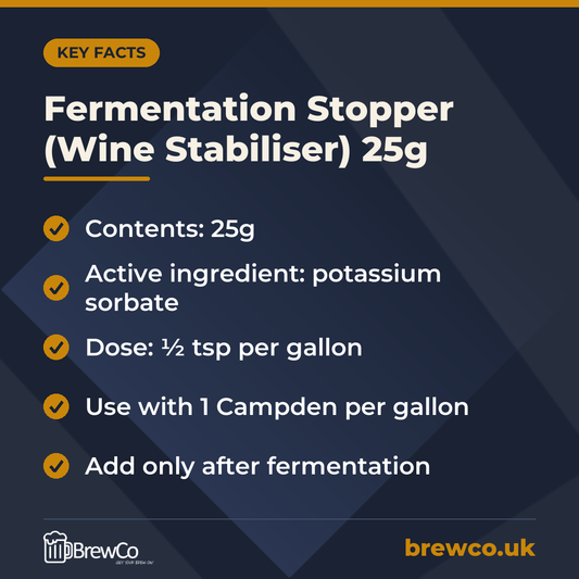 Fermentation Stopper (Wine Stabiliser) 25g – key facts