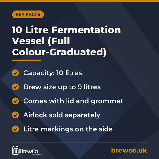10 Litre Fermentation Vessel (Full Colour-Graduated) – key facts