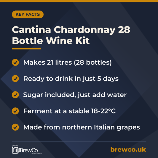 Cantina Chardonnay 28 Bottle Wine Kit – key facts