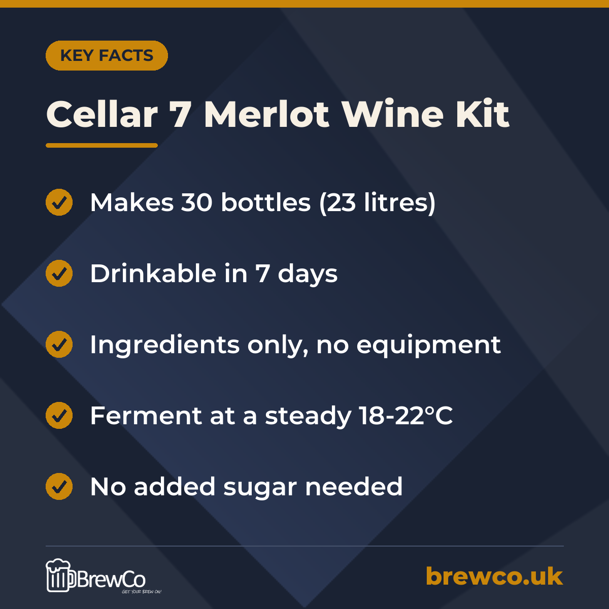 Cellar 7 Merlot Wine Kit – key facts