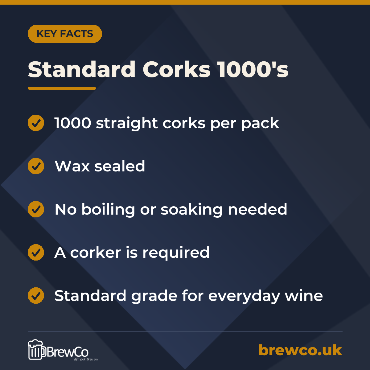 Standard Corks 1000's – key facts