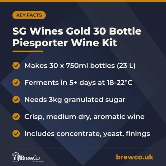 SG Wines Gold 30 Bottle Piesporter Wine Kit – key facts