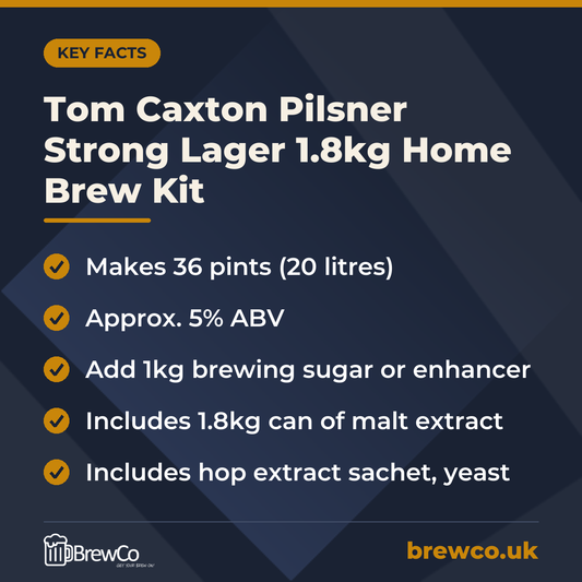 Tom Caxton Pilsner Strong Lager 1.8kg Home Brew Kit – key facts