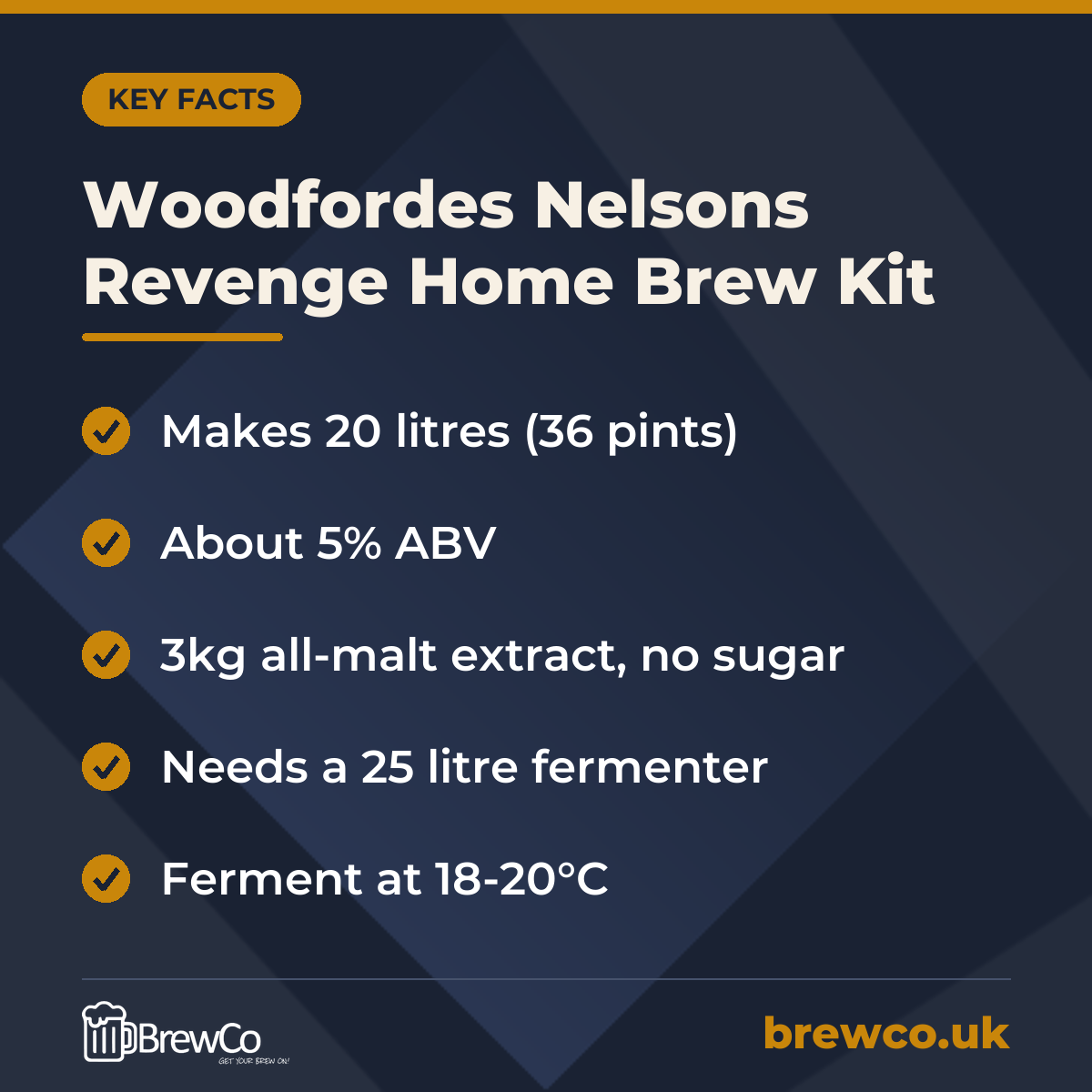 Woodfordes Nelsons Revenge Home Brew Kit – key facts
