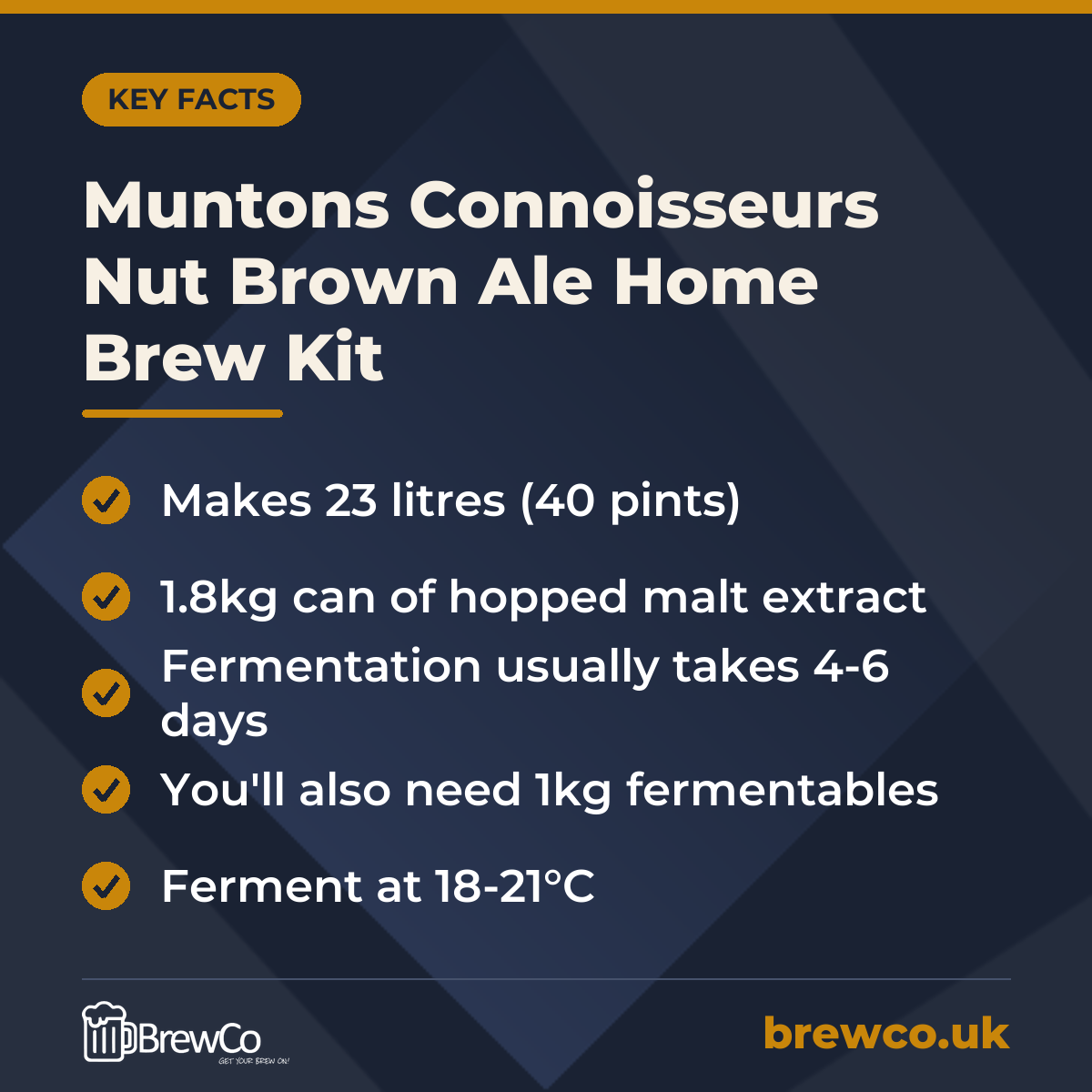 Muntons Connoisseurs Nut Brown Ale Home Brew Kit – key facts