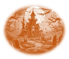 Haunted Manor Reserve personalised Halloween bottle label - haunted house design