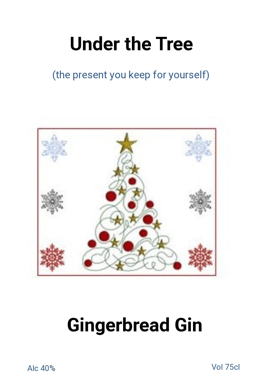 Christmas Tree personalised Christmas bottle label - finished example