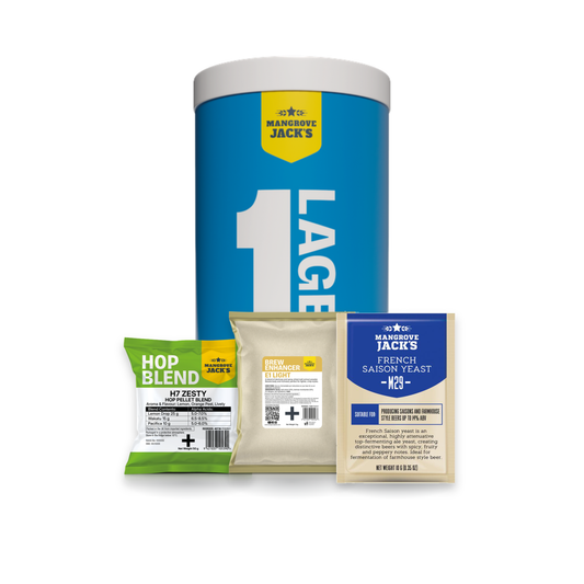 Saison - Mangrove Jack's Build Your Own home brew beer kit with base can, hop blend, brew enhancer and yeast