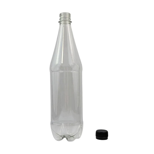 1 L Clear PET Bottles with Caps x 24