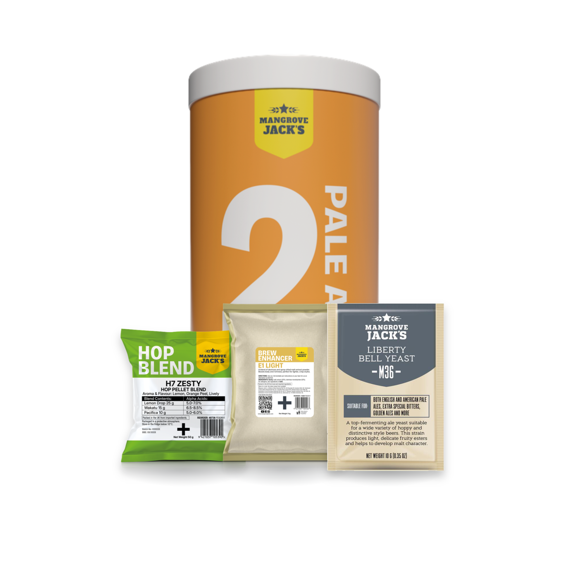 Golden Ale - Mangrove Jack's Build Your Own home brew beer kit with base can, hop blend, brew enhancer and yeast