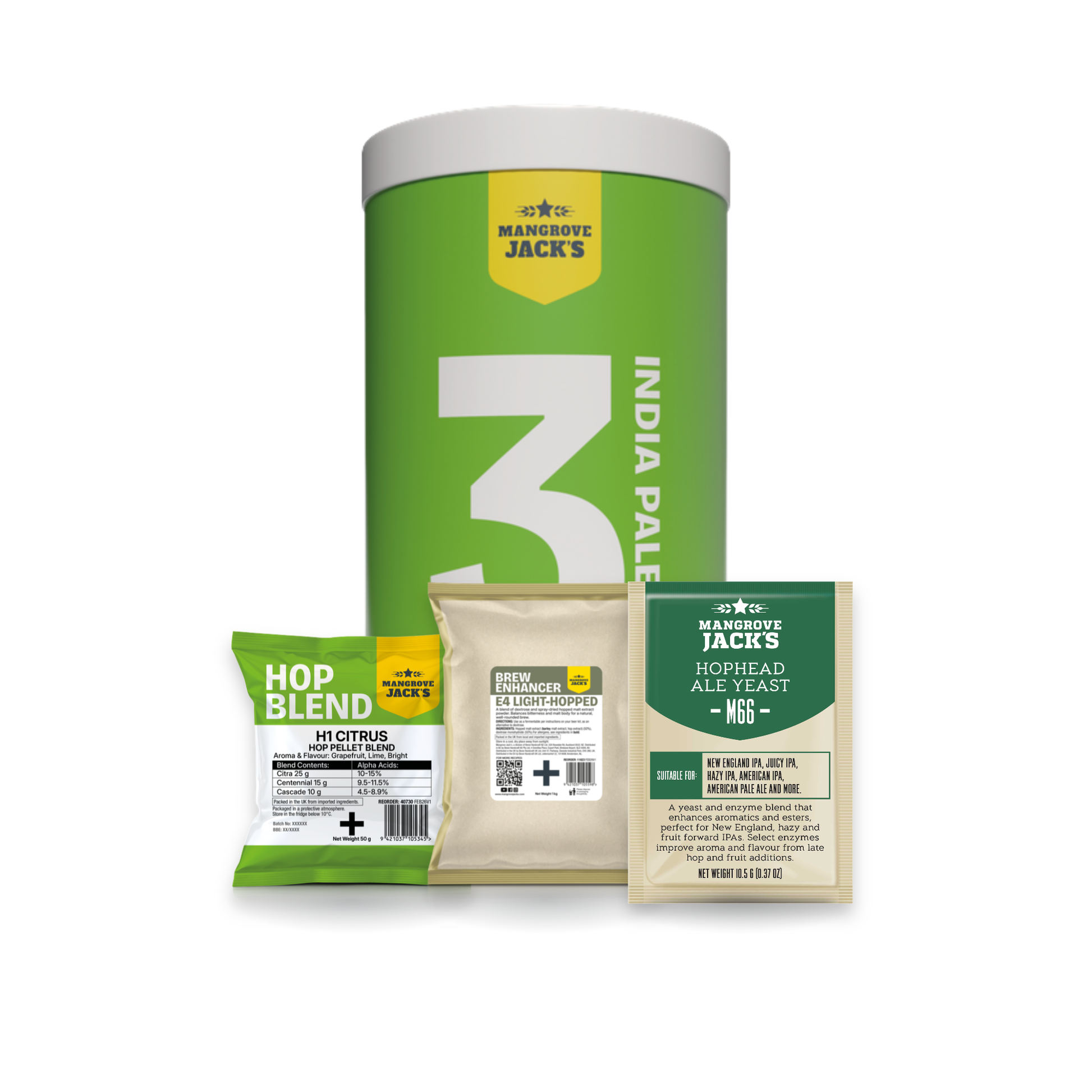 American IPA - Mangrove Jack's Build Your Own home brew beer kit with base can, hop blend, brew enhancer and yeast