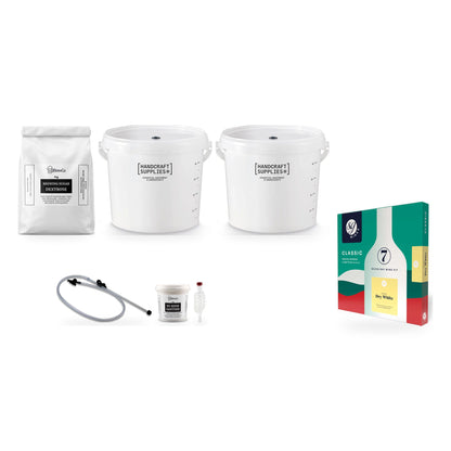 SG Wines 6 Bottle Wine Making Starter Kit - Classic Dry White with brewing sugar
