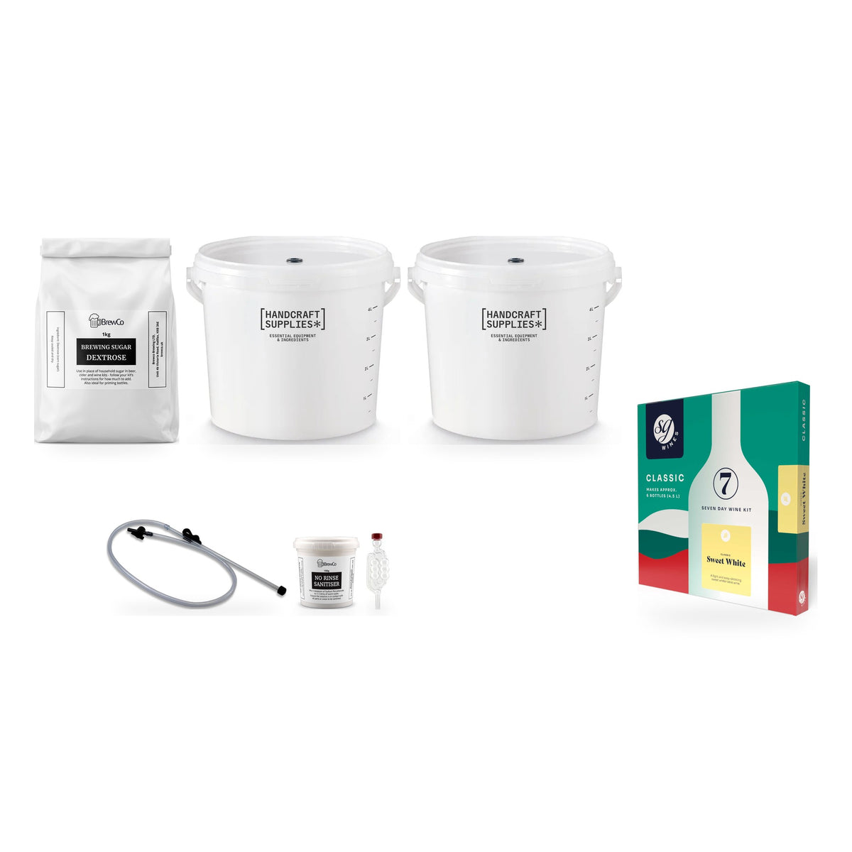 SG Wines 6 Bottle Wine Making Starter Kit - Classic Sweet White with brewing sugar