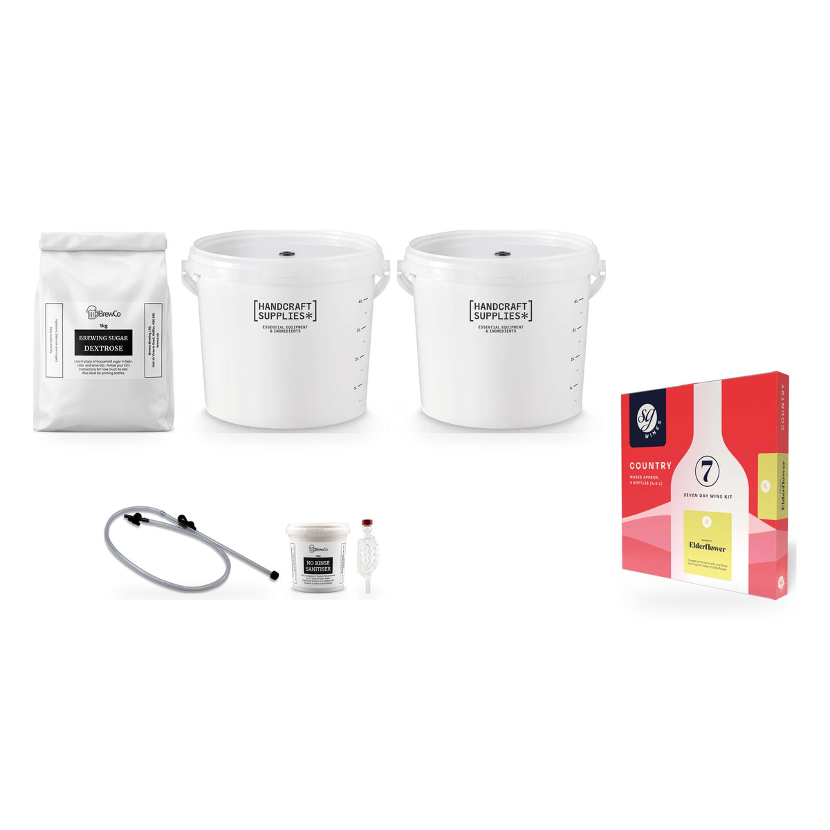 SG Wines 6 Bottle Wine Making Starter Kit - Country Elderflower with brewing sugar