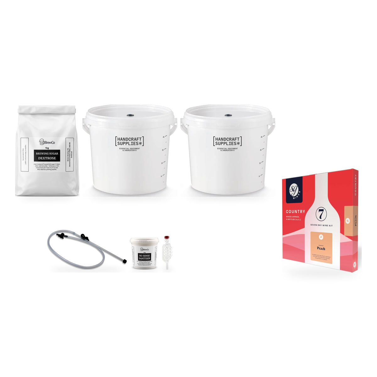 SG Wines 6 Bottle Wine Making Starter Kit - Country Peach with brewing sugar