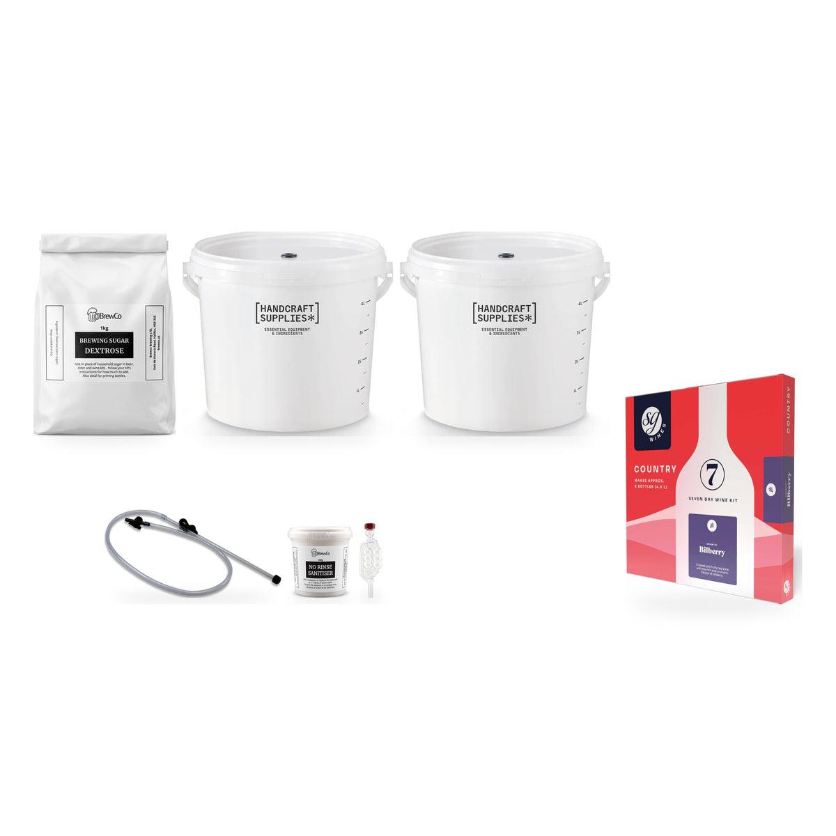 SG Wines 6 Bottle Wine Making Starter Kit - Country Bilberry with brewing sugar