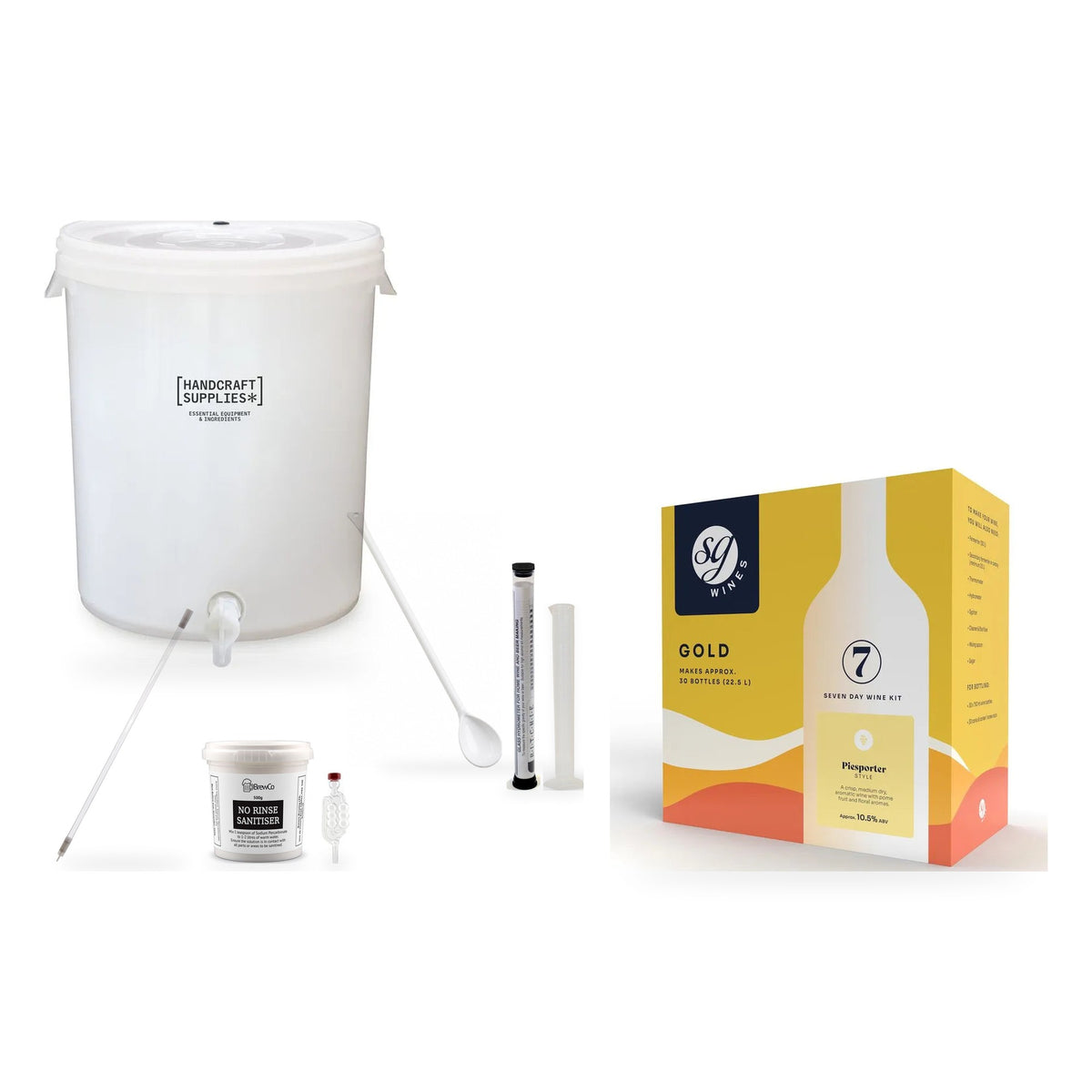 SG Wines Gold 30 Bottle Wine Making Starter Kit with Piesporter - kit, fermenter and equipment