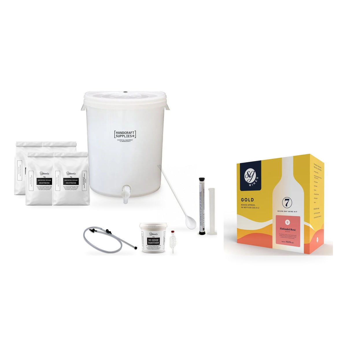 SG Wines Gold 30 Bottle Wine Making Starter Kit - Zinfandel Rose with brewing sugar