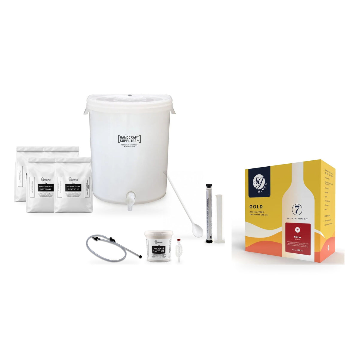 SG Wines Gold 30 Bottle Wine Making Starter Kit - Shiraz with brewing sugar