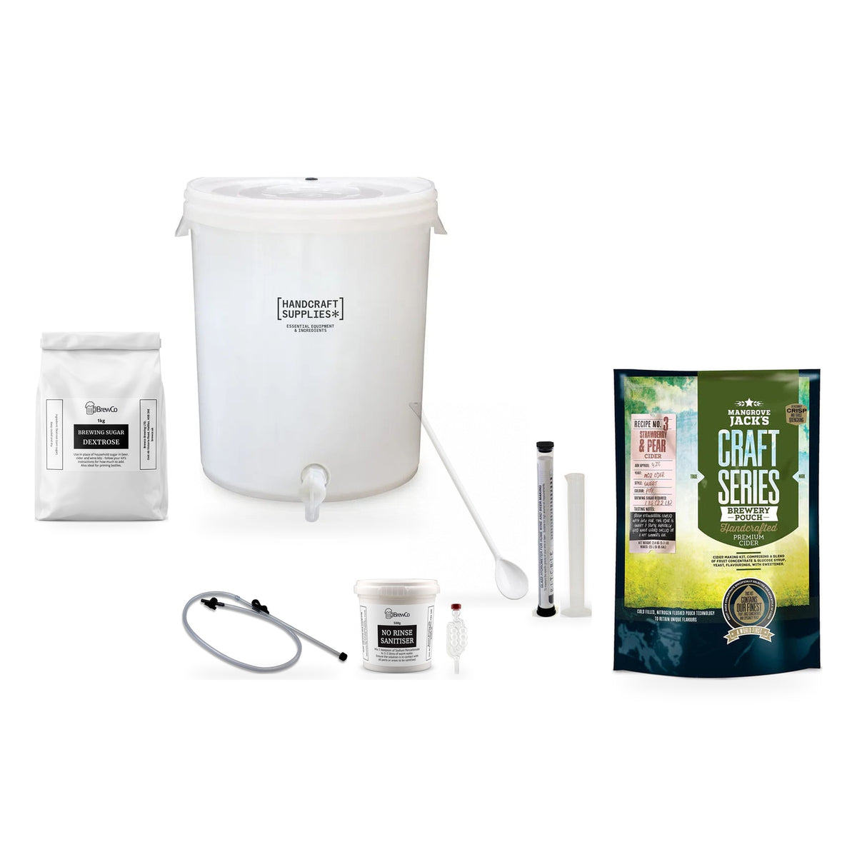 Mangrove Jack's Craft Series Cider Starter Kit with Strawberry & Pear - kit, fermenter and equipment
