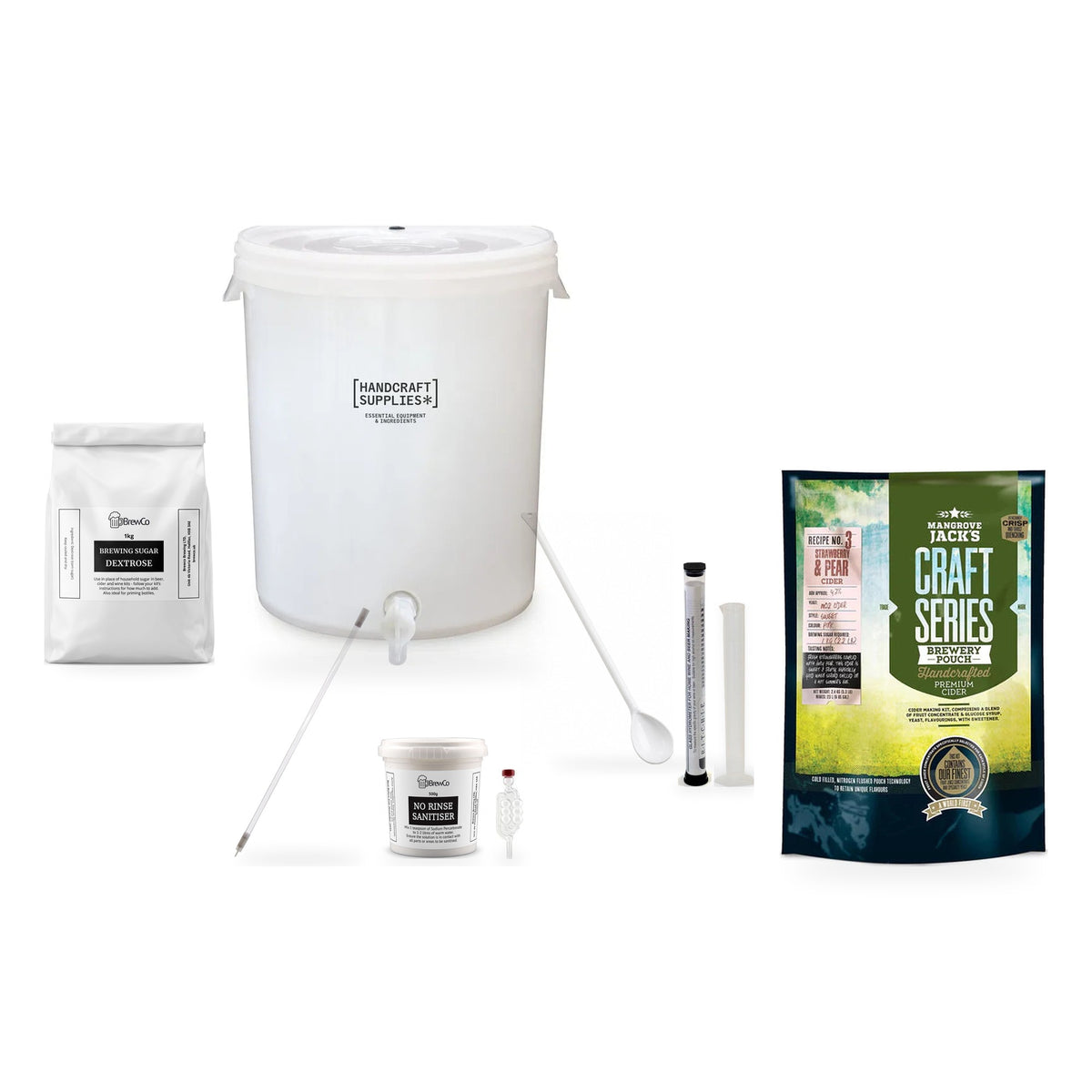 Mangrove Jack's Craft Series Cider Starter Kit with Strawberry & Pear - kit, fermenter and equipment