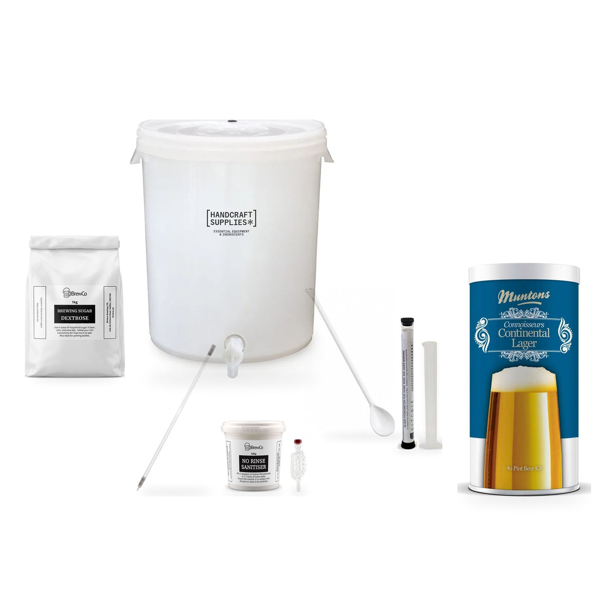Muntons Connoisseurs Beer Making Starter Kit with Continental Lager - kit, fermenter and equipment