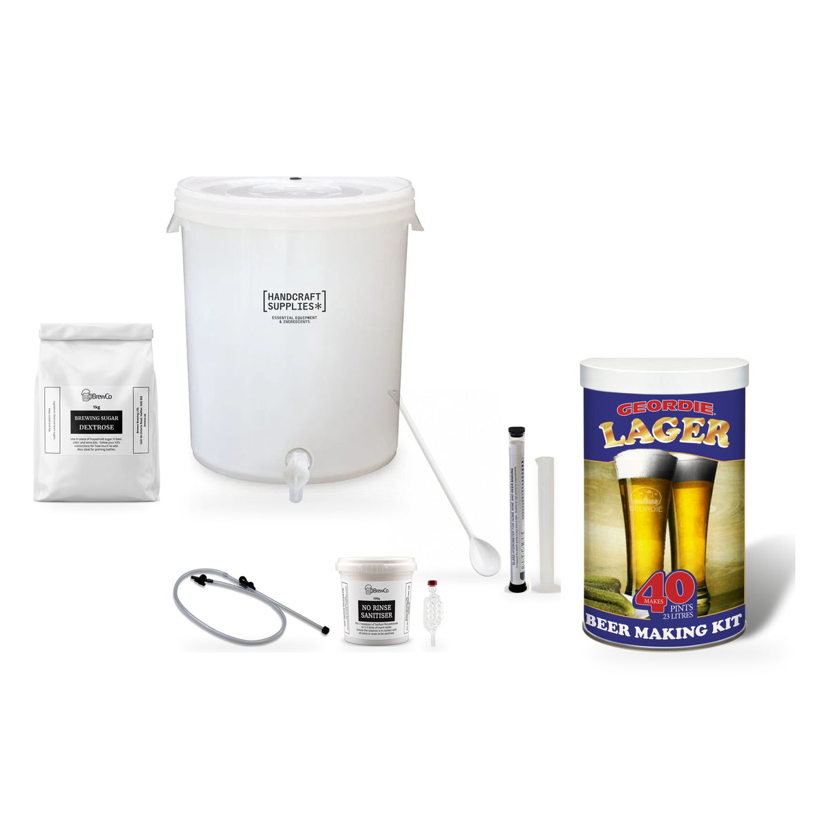 Geordie Beer Making Starter Kit with Lager - kit, fermenter and equipment