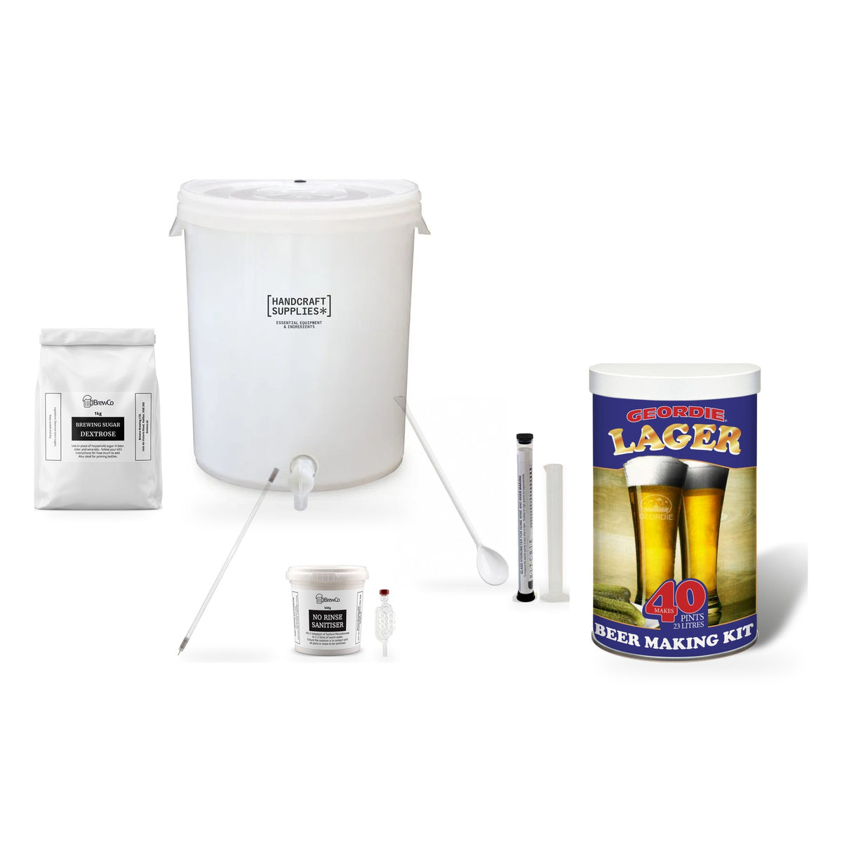 Geordie Beer Making Starter Kit with Lager - kit, fermenter and equipment