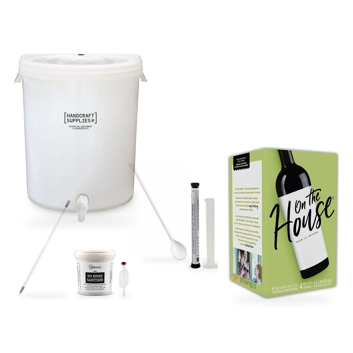On The House Wine Making Starter Kit with Sauvignon Blanc - kit, fermenter and equipment