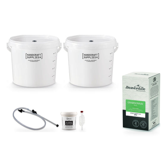 Beaverdale 6 Bottle Wine Making Starter Kit with Chardonnay - kit, fermenter and equipment