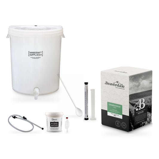 Beaverdale 30 Bottle Wine Making Starter Kit with Chardonnay - kit, fermenter and equipment