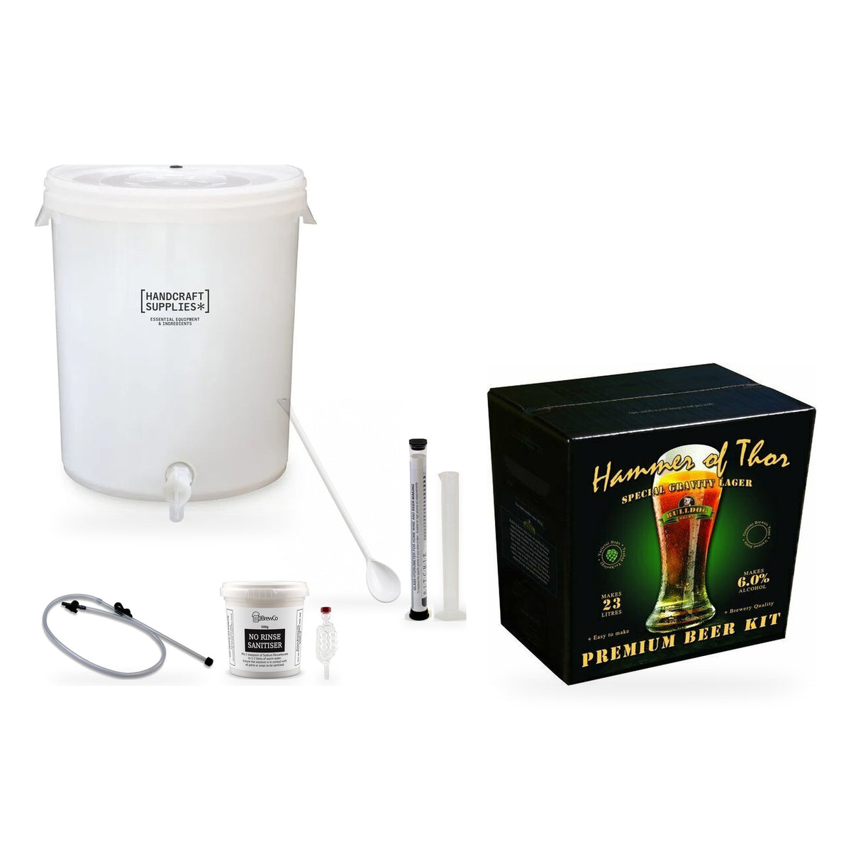 Bulldog Beer Making Starter Kit with Hammer of Thor Special Gravity Lager - kit, fermenter and equipment