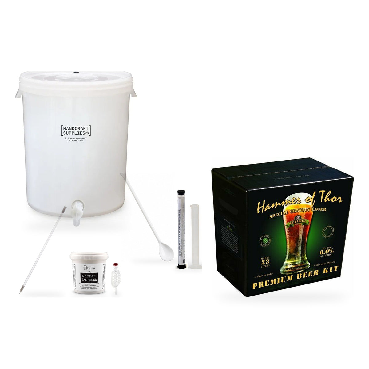 Bulldog Beer Making Starter Kit with Hammer of Thor Special Gravity Lager - kit, fermenter and equipment