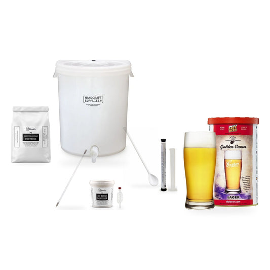 Coopers Beer Making Starter Kit with Golden Crown Lager - kit, fermenter and equipment