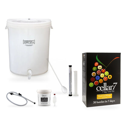 Cellar 7 Wine Making Starter Kit with Peach & Mango - kit, fermenter and equipment