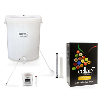Cellar 7 Wine Making Starter Kit with Peach & Mango - kit, fermenter and equipment