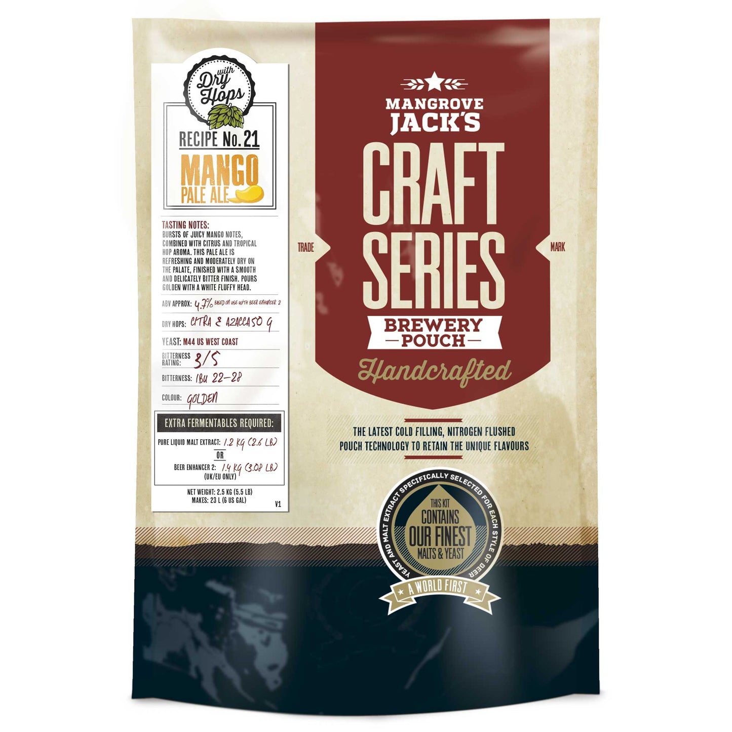 Mangrove Jack's Craft Series Mango Pale Ale 2.5kg home brew beer kit pouch