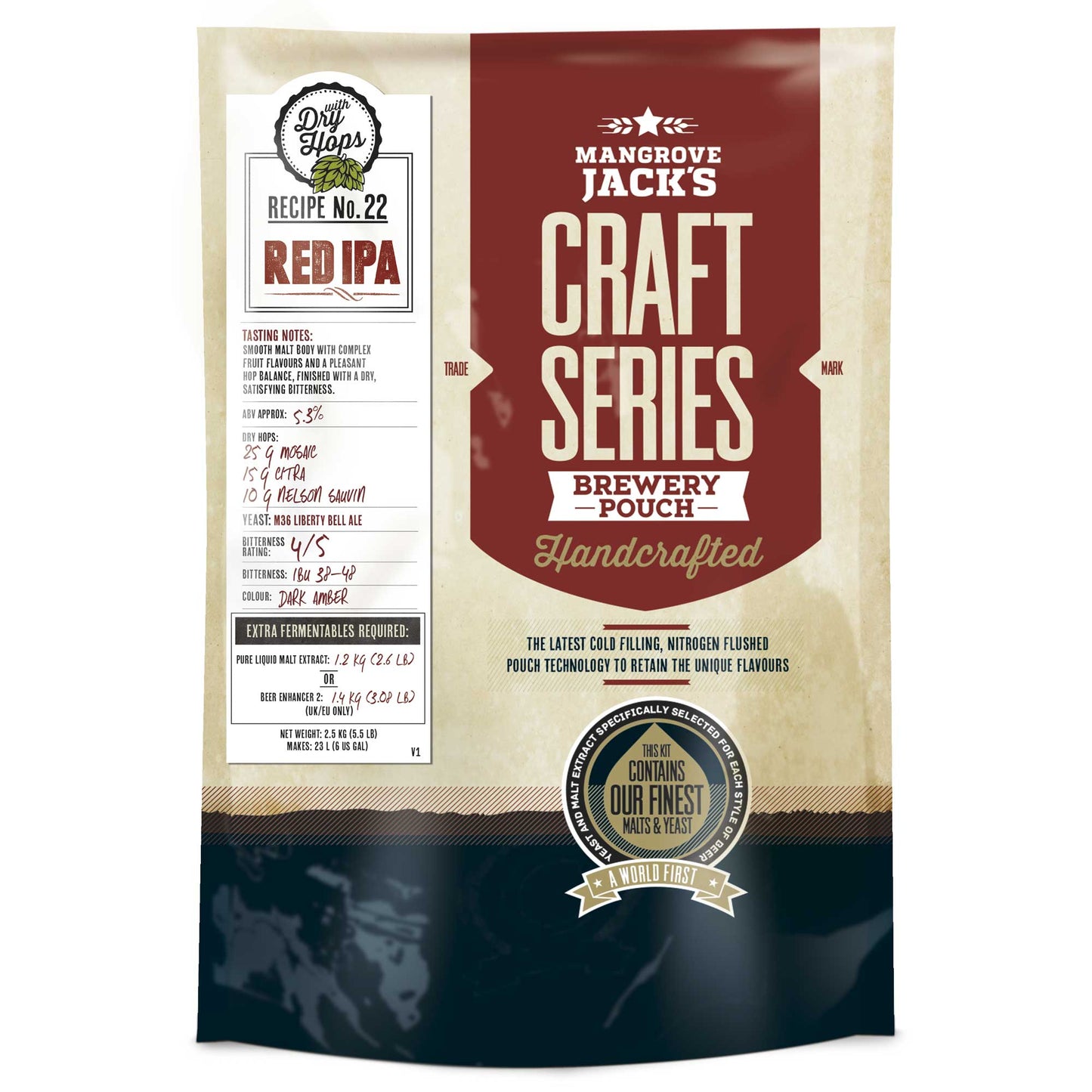 Mangrove Jack's Craft Series Red IPA 2.5kg home brew beer kit pouch