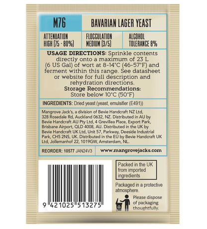 Mangrove Jacks Craft Series Bavarian Lager Yeast M76 – supplier photo