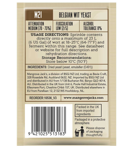 Mangrove Jacks Craft Series Belgian Wit Yeast M21 – supplier photo