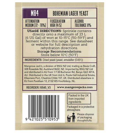 Mangrove Jacks Craft Series Bohemian Lager Yeast M84 – supplier photo