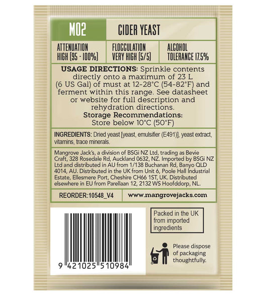 Mangrove Jacks Craft Series Cider Yeast M02 – supplier photo