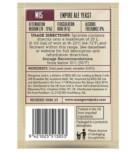 Mangrove Jacks Craft Series Empire Ale Yeast M15 – supplier photo