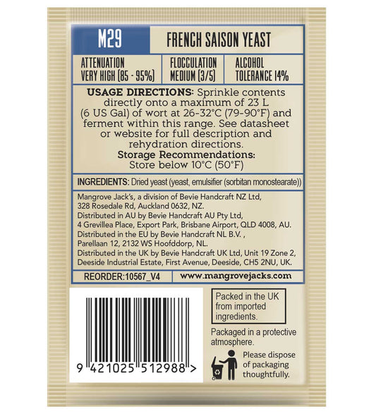Mangrove Jacks Craft Series French Saison Yeast M29 – supplier photo