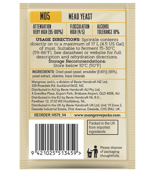 Mangrove Jacks Craft Series Mead Yeast M05 – supplier photo